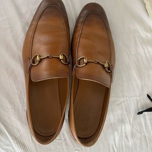 Brown Gucci mens leather loafers